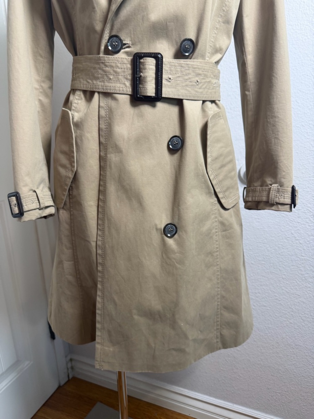 Zara Khaki Trench Coat with Belt - Picture 3 of 12